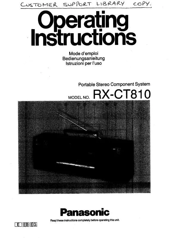 Mode d'emploi PANASONIC RX-CT810