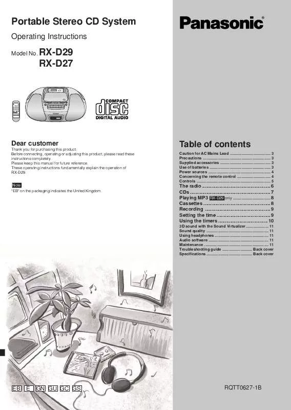 Mode d'emploi PANASONIC RX-D27