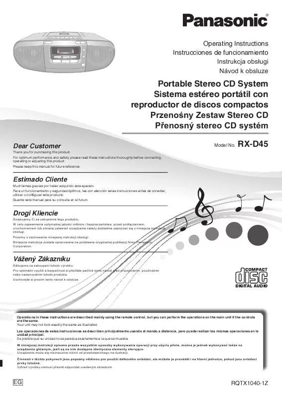 Mode d'emploi PANASONIC RXD45EG