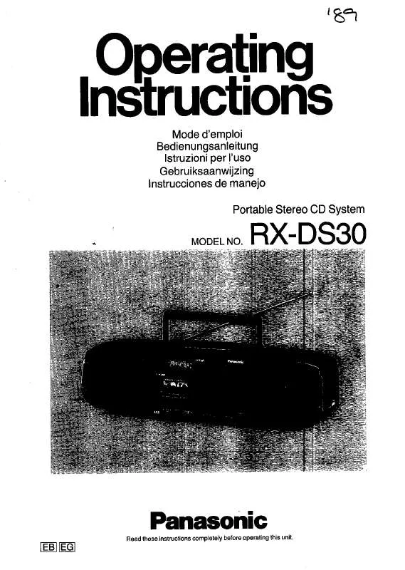 Mode d'emploi PANASONIC RX-DS30