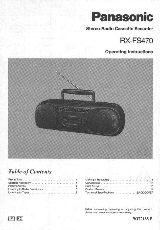 Mode d'emploi PANASONIC RX-FS470