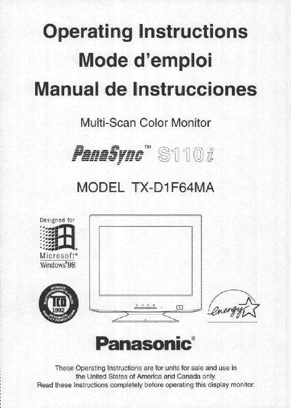 Mode d'emploi PANASONIC S110I