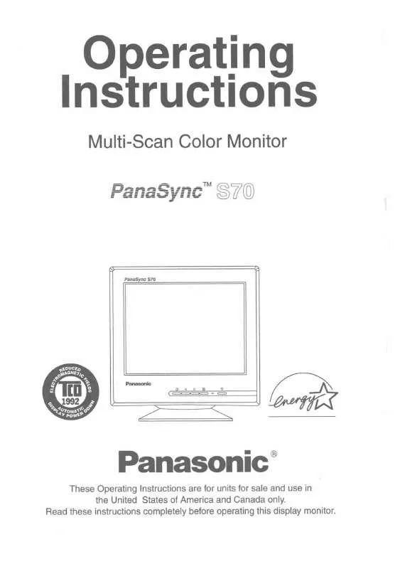 Mode d'emploi PANASONIC S70