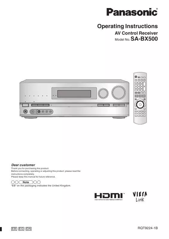 Mode d'emploi PANASONIC SA-BX500