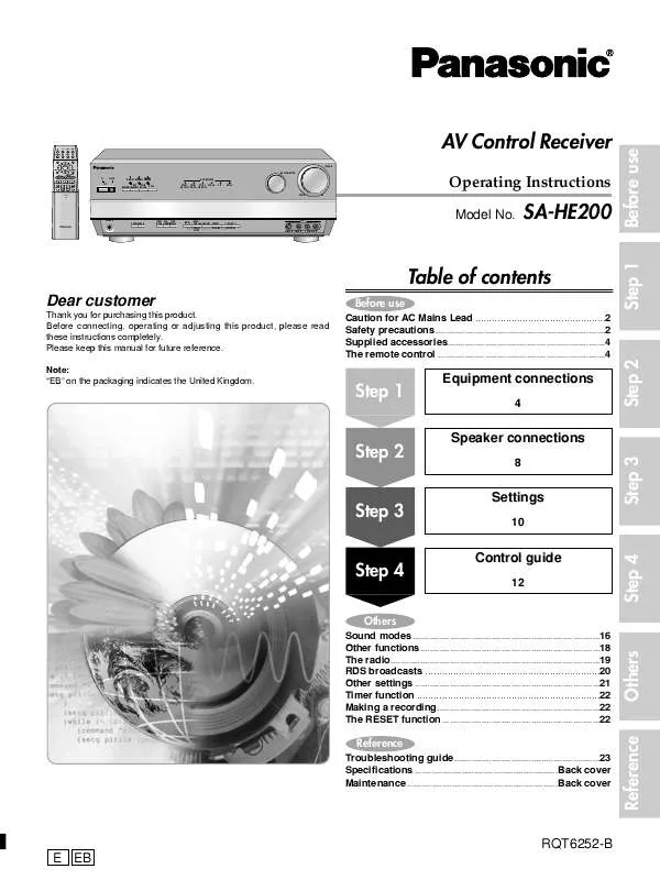 Mode d'emploi PANASONIC SA-HE200E