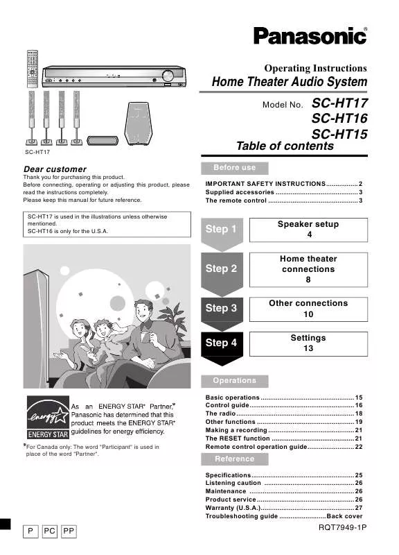 Mode d'emploi PANASONIC SA-HT16