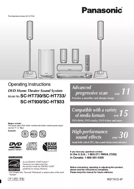 Mode d'emploi PANASONIC SA-HT730