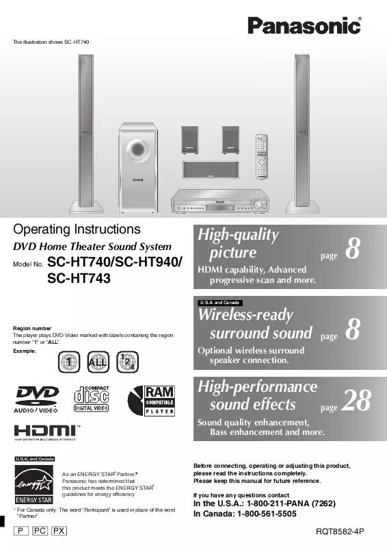 Mode d'emploi PANASONIC SA-HT743