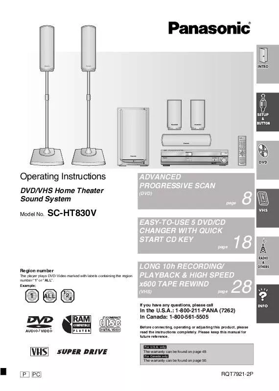 Mode d'emploi PANASONIC SA-HT830