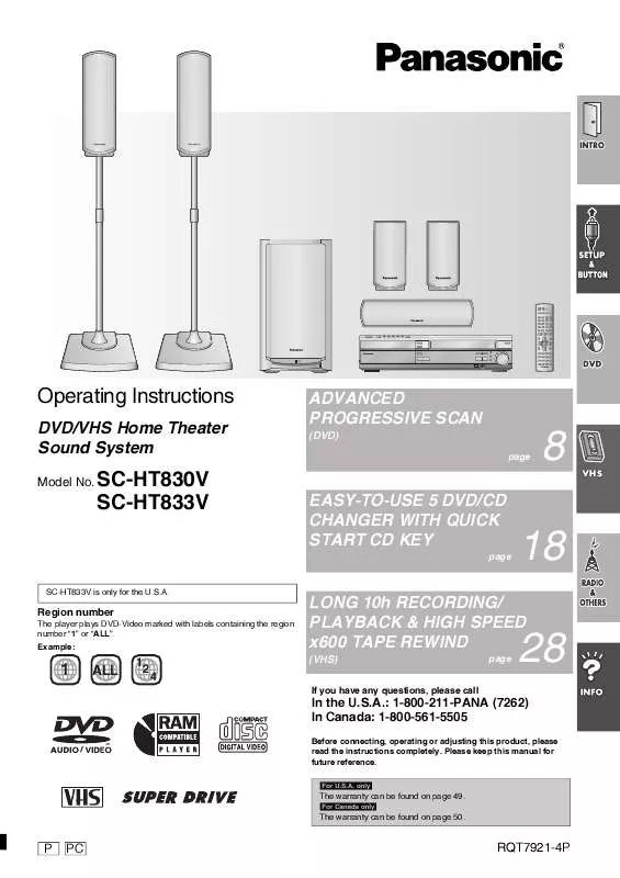 Mode d'emploi PANASONIC SA-HT830V