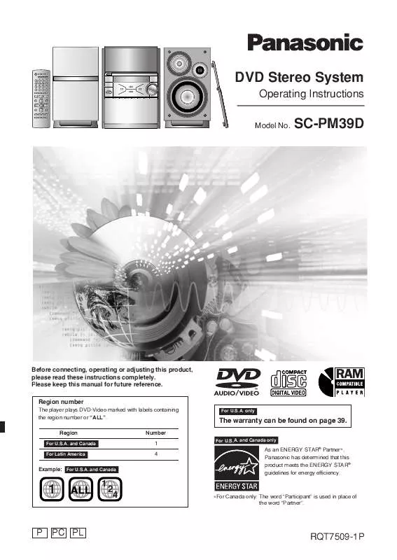 Mode d'emploi PANASONIC SA-PM39D