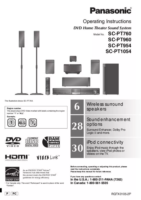 Mode d'emploi PANASONIC SA-PT1054