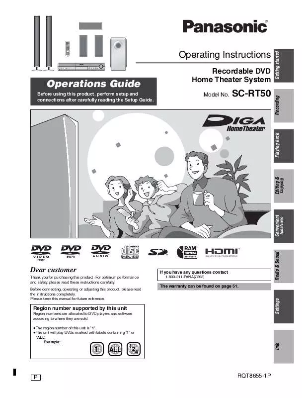 Mode d'emploi PANASONIC SA-RT50