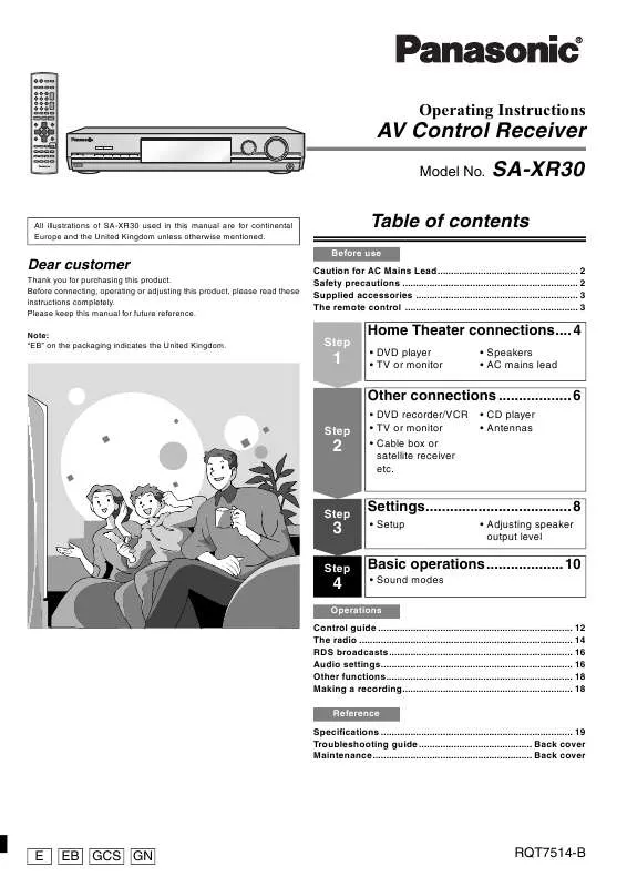 Mode d'emploi PANASONIC SA-XR30