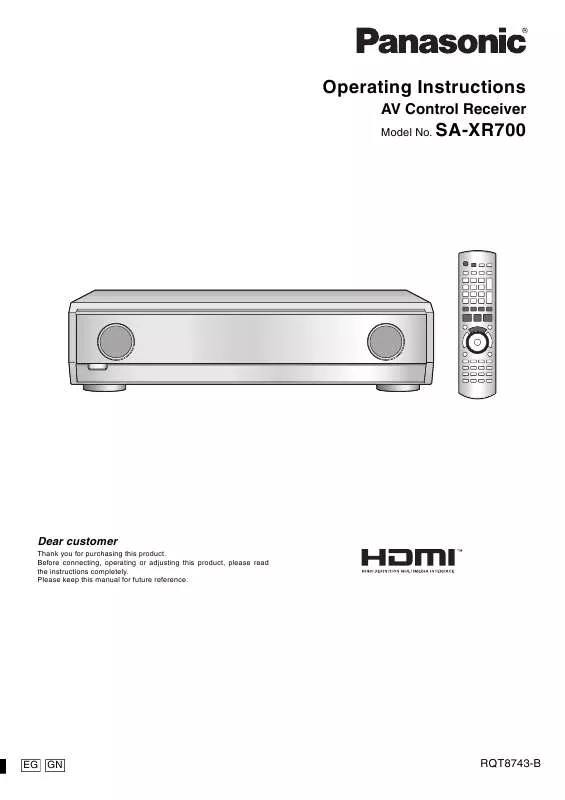 Mode d'emploi PANASONIC SA-XR700