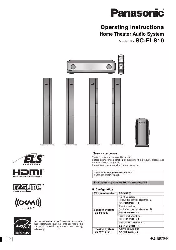 Mode d'emploi PANASONIC SA-XR707