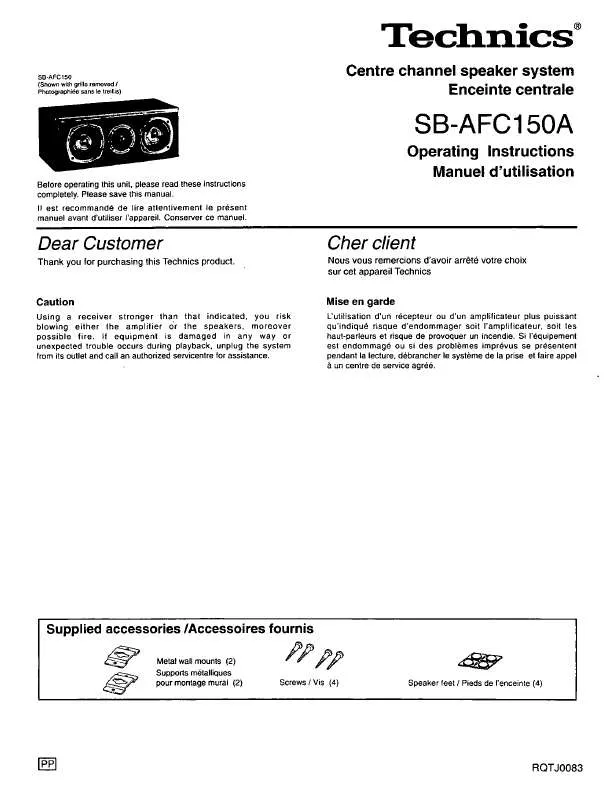 Mode d'emploi PANASONIC SB-AFC150A