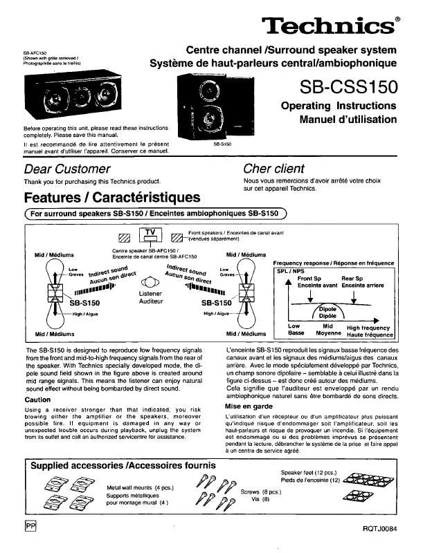 Mode d'emploi PANASONIC SB-CSS150