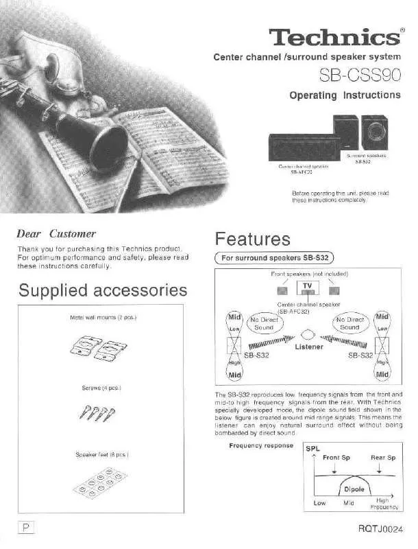 Mode d'emploi PANASONIC SB-CSS90