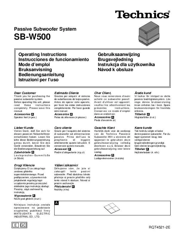 Mode d'emploi PANASONIC SB-W500