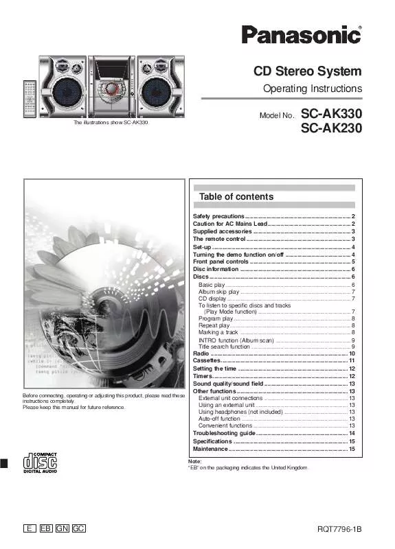 Mode d'emploi PANASONIC SC-AK230