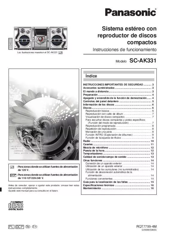 Mode d'emploi PANASONIC SC-AK331