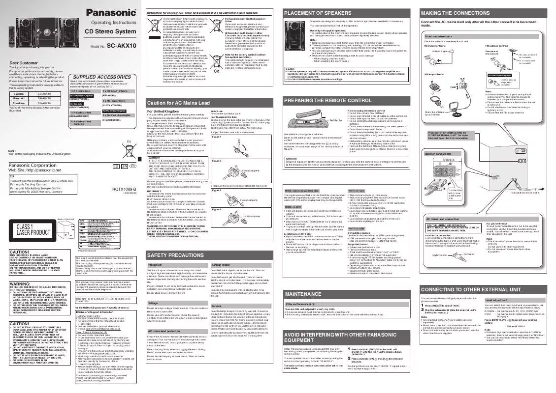 Mode d'emploi PANASONIC SCAKX10