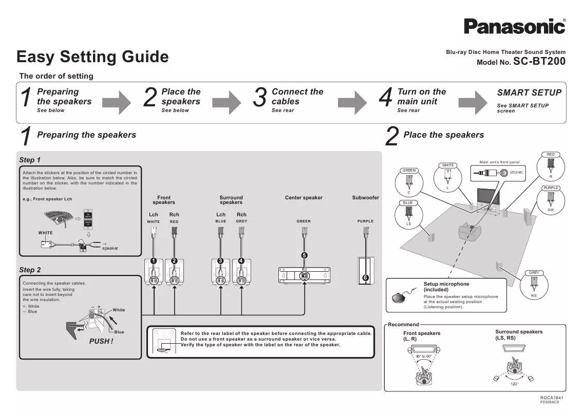 Mode d'emploi PANASONIC SC-BT200