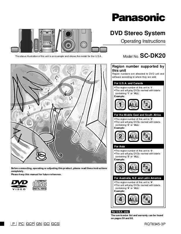 Mode d'emploi PANASONIC SC-DK20GC