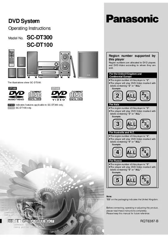 Mode d'emploi PANASONIC SC-DT100