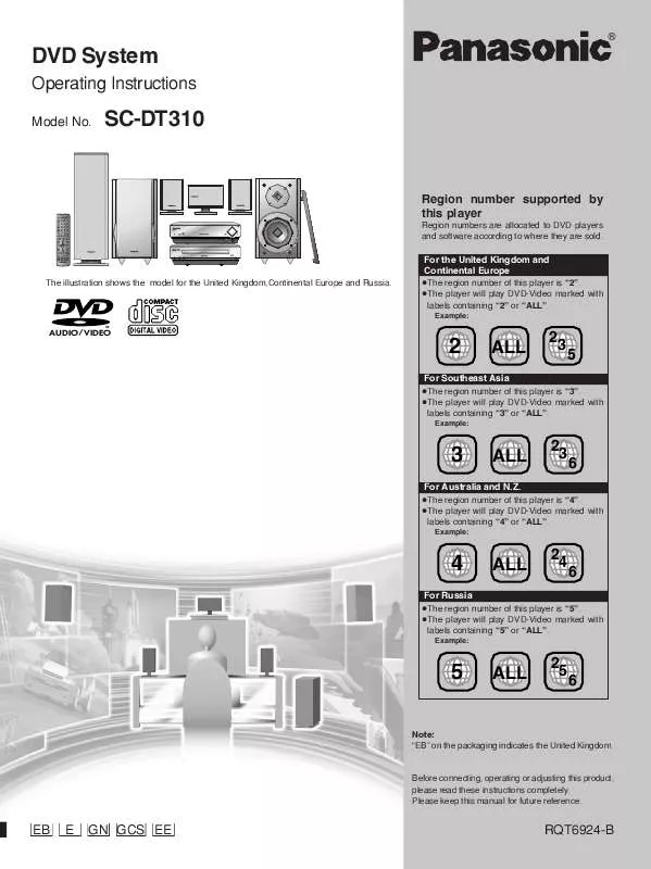 Mode d'emploi PANASONIC SC-DT310EB