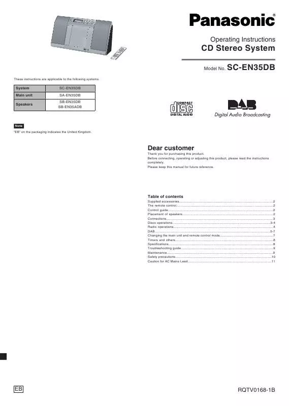 Mode d'emploi PANASONIC SC-EN35DB