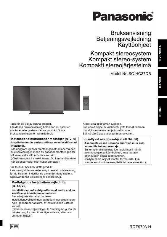 Mode d'emploi PANASONIC SCHC37DBEW