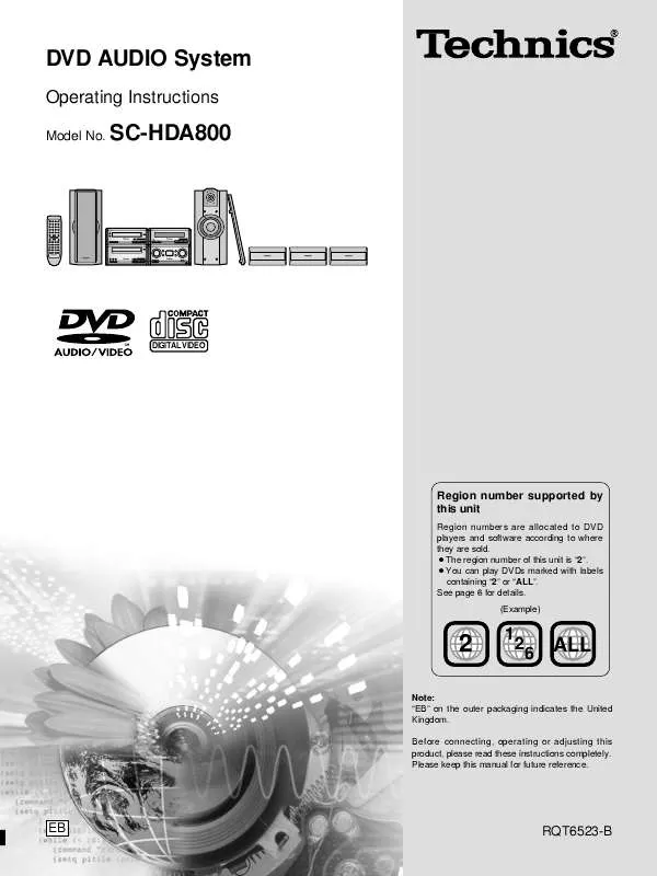 Mode d'emploi PANASONIC SC-HDA800EB