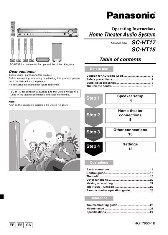 Mode d'emploi PANASONIC SC-HT15