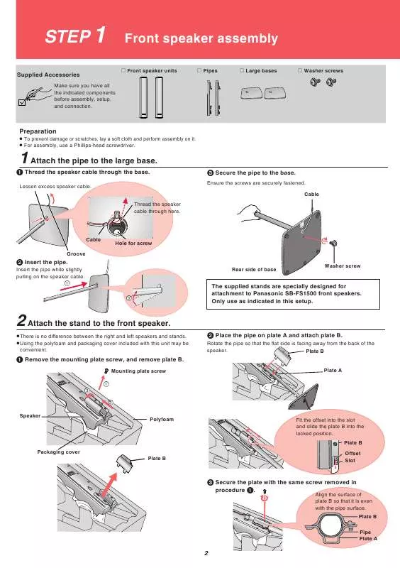 Mode d'emploi PANASONIC SC-HT1500SETUPGUIDE