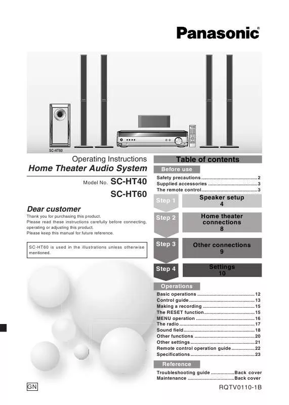 Mode d'emploi PANASONIC SC-HT40