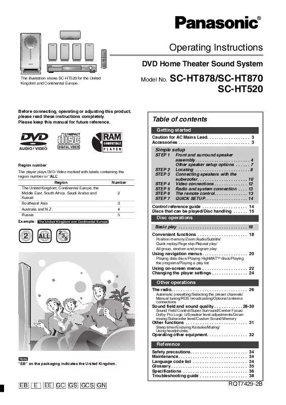 Mode d'emploi PANASONIC SC-HT520