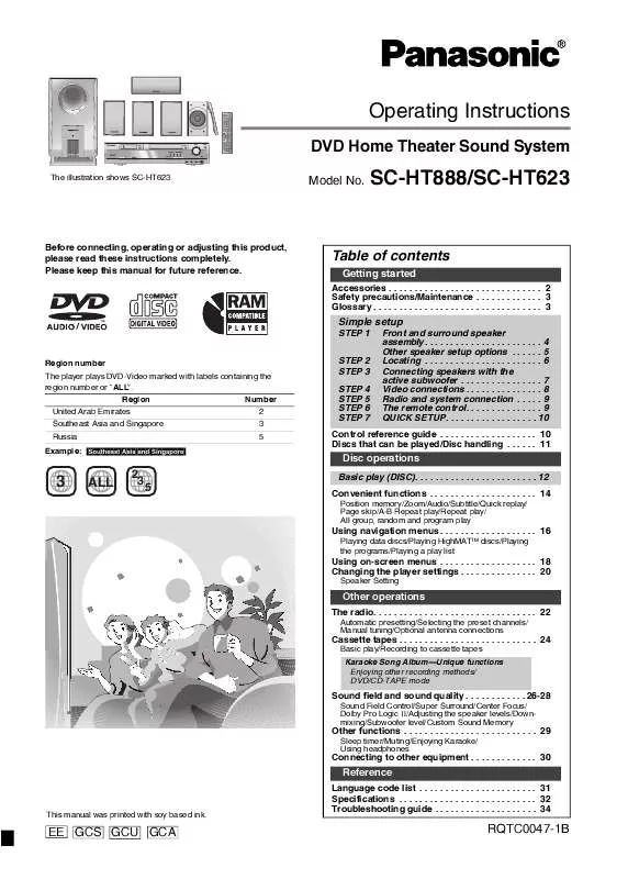 Mode d'emploi PANASONIC SC-HT623