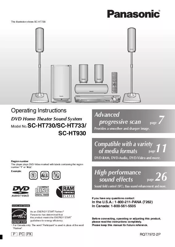 Mode d'emploi PANASONIC SC-HT733