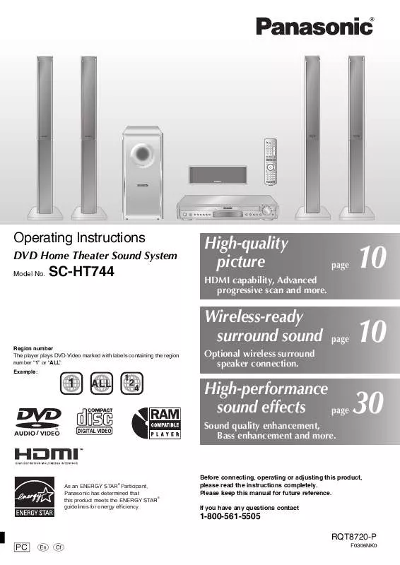 Mode d'emploi PANASONIC SC-HT744