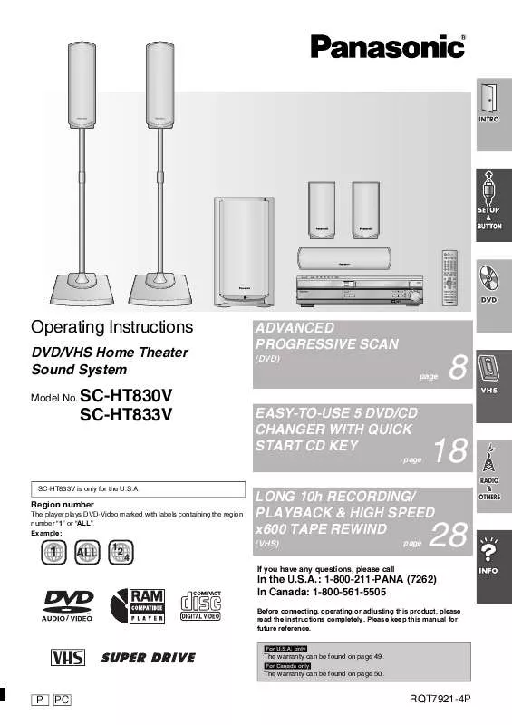 Mode d'emploi PANASONIC SC-HT830V