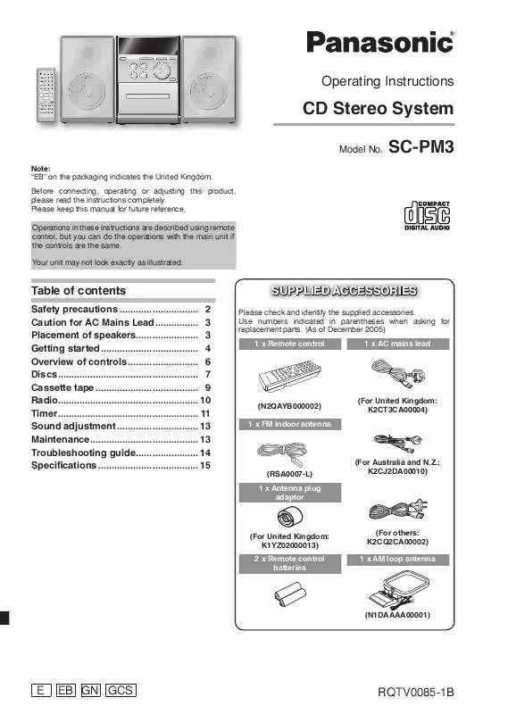 Mode d'emploi PANASONIC SC-PM3