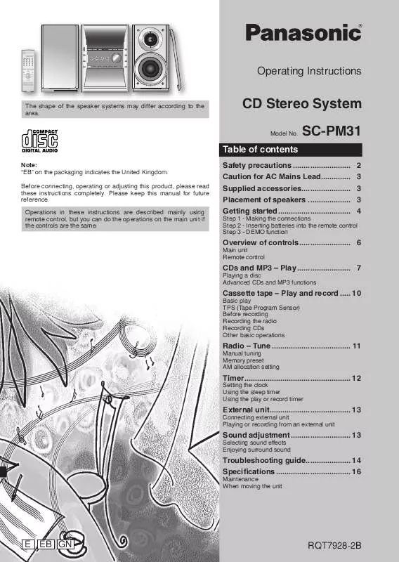 Mode d'emploi PANASONIC SC-PM31