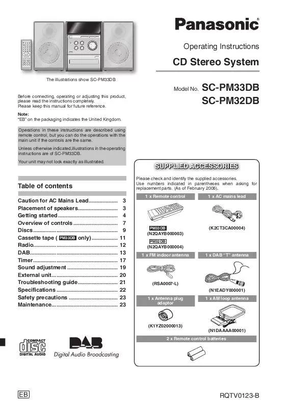 Mode d'emploi PANASONIC SC-PM32DB