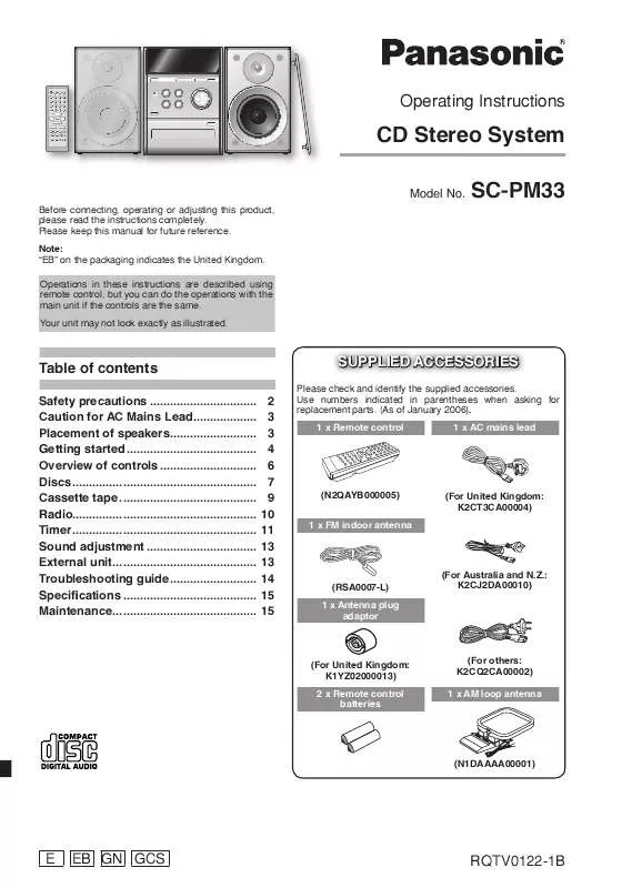 Mode d'emploi PANASONIC SC-PM33