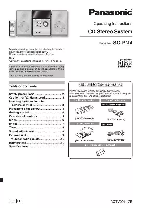 Mode d'emploi PANASONIC SC-PM4