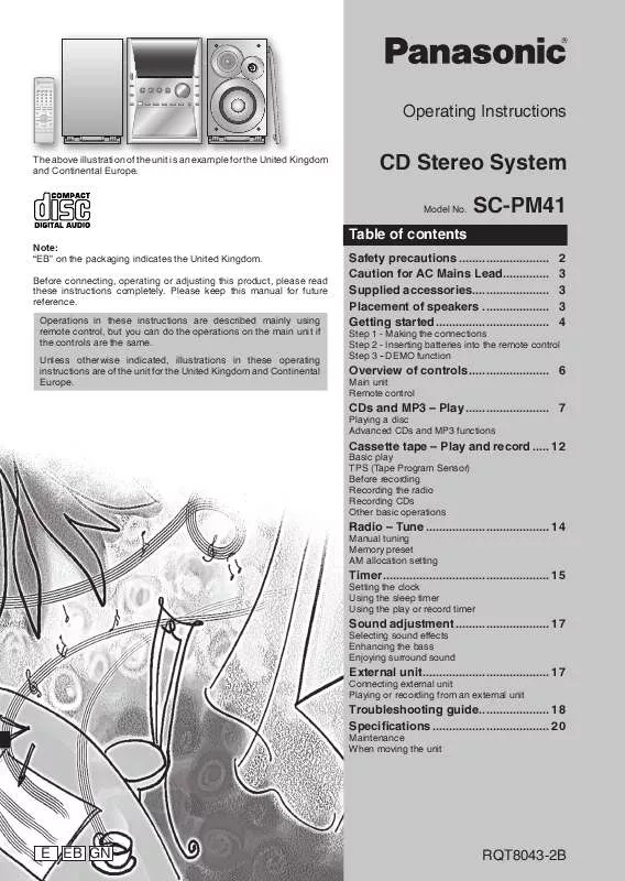 Mode d'emploi PANASONIC SC-PM41