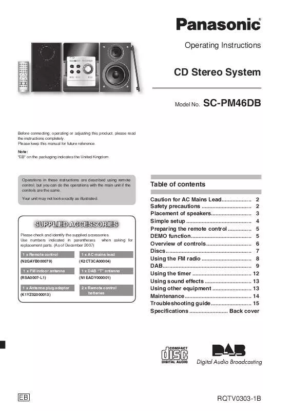 Mode d'emploi PANASONIC SC-PM46DB