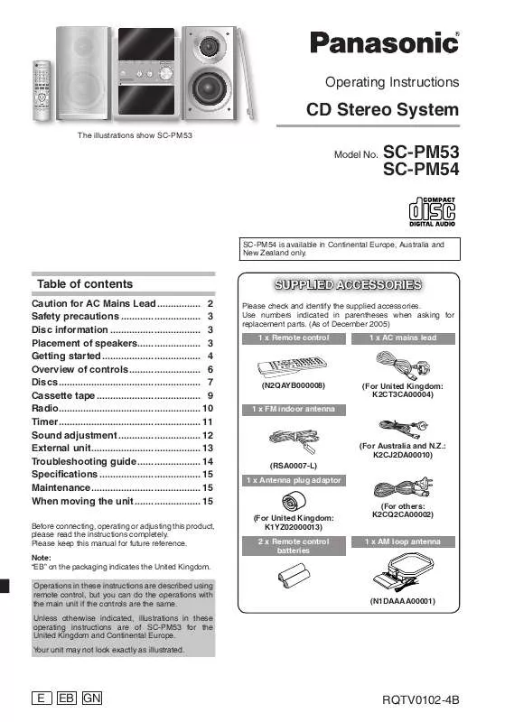 Mode d'emploi PANASONIC SC-PM53